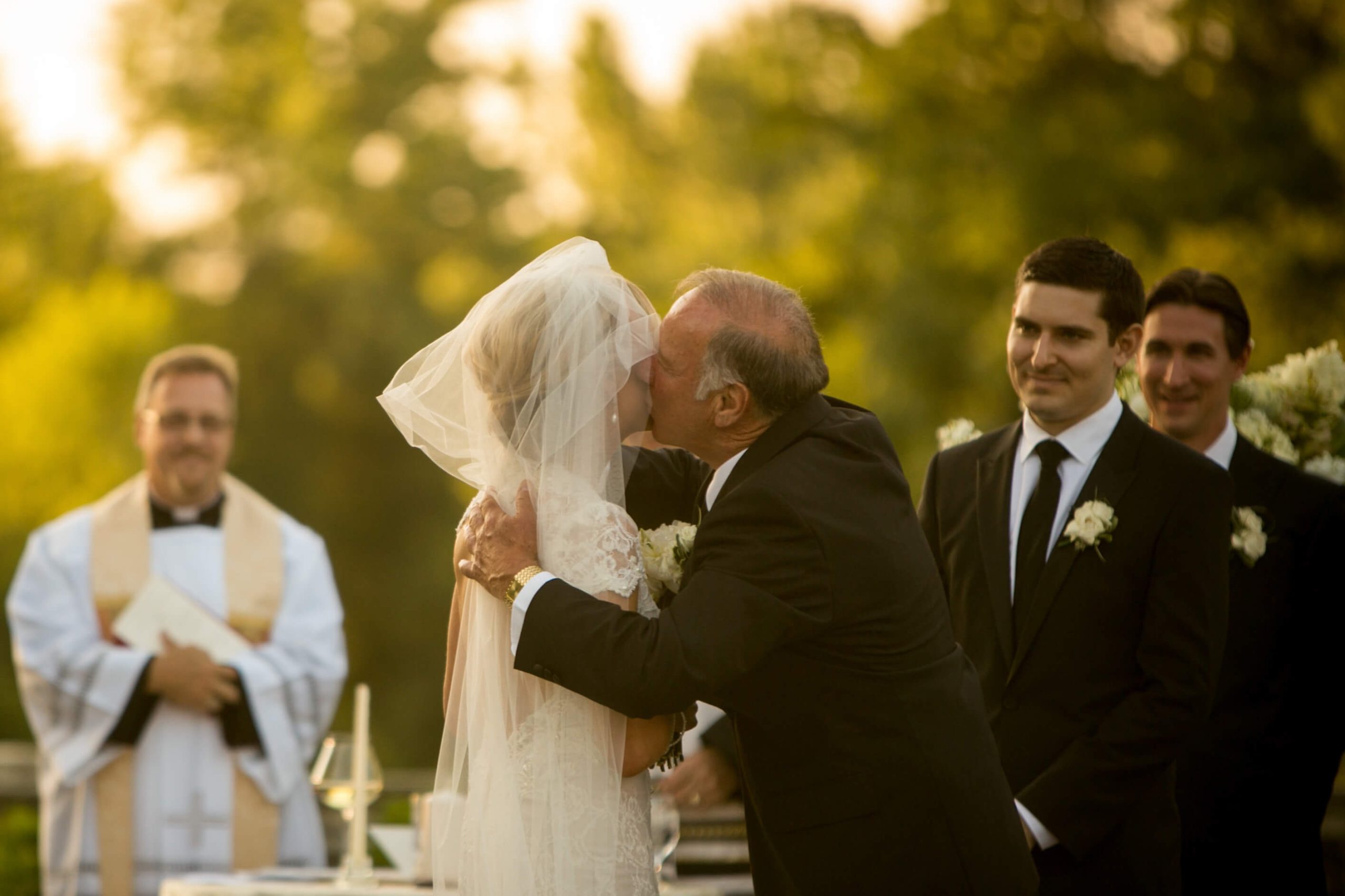 father of bride at wedding ceremony