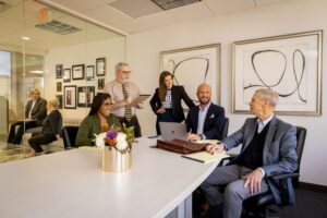 lawyers meeting in conference room