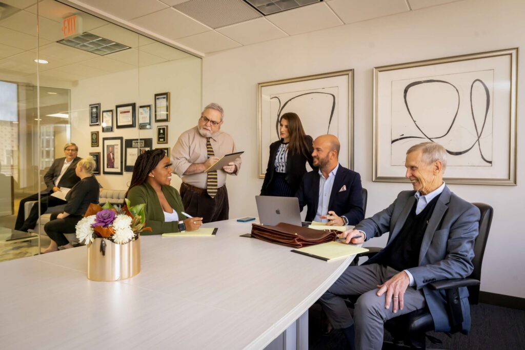 group of lawyers meeting in conference room