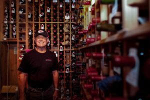 coach dick vermeil in wine cellar