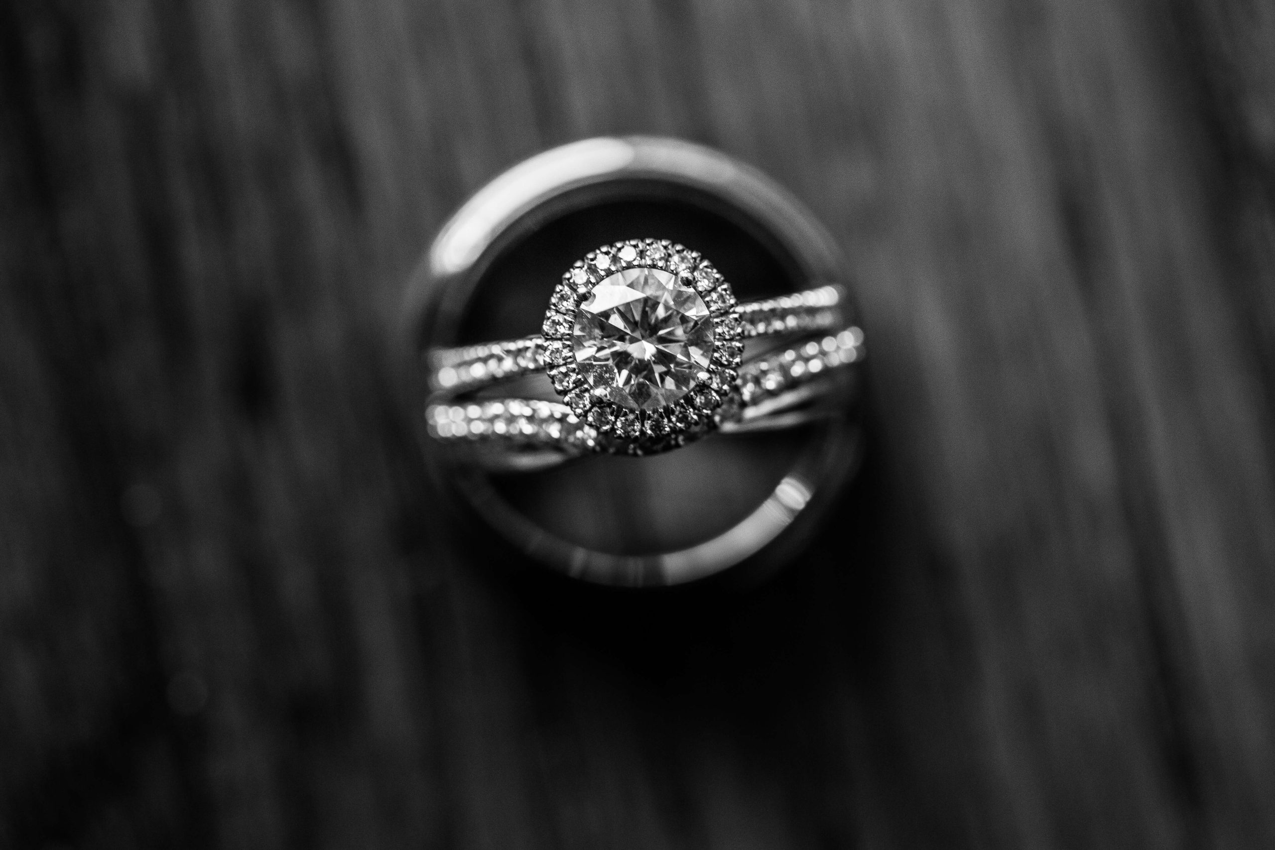 diamond wedding ring with black wedding band