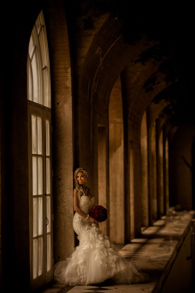 bride at large gothic window
