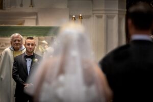 groom cries as bride walks down aisle