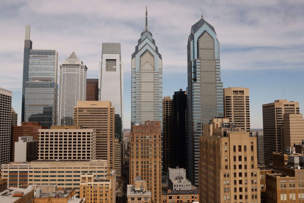 modern skyline of Philadelphia skyscrapers