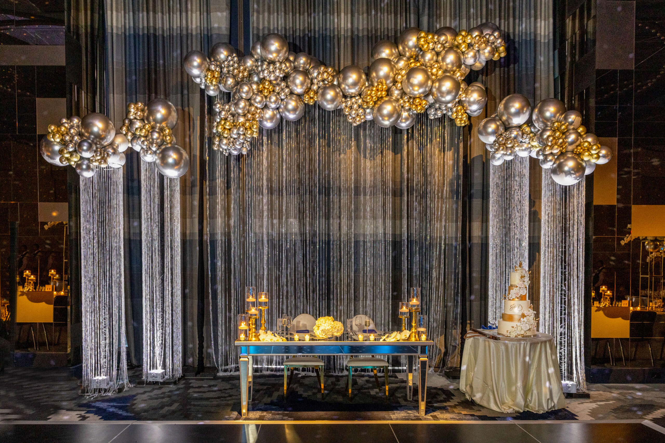 blue sky and clouds with bride and groom at philly city hall on wedding day