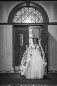 candid of bride at catholic wedding ceremony in philadelphia