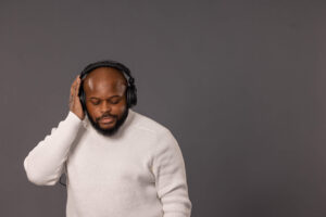 man with headphones listening to music