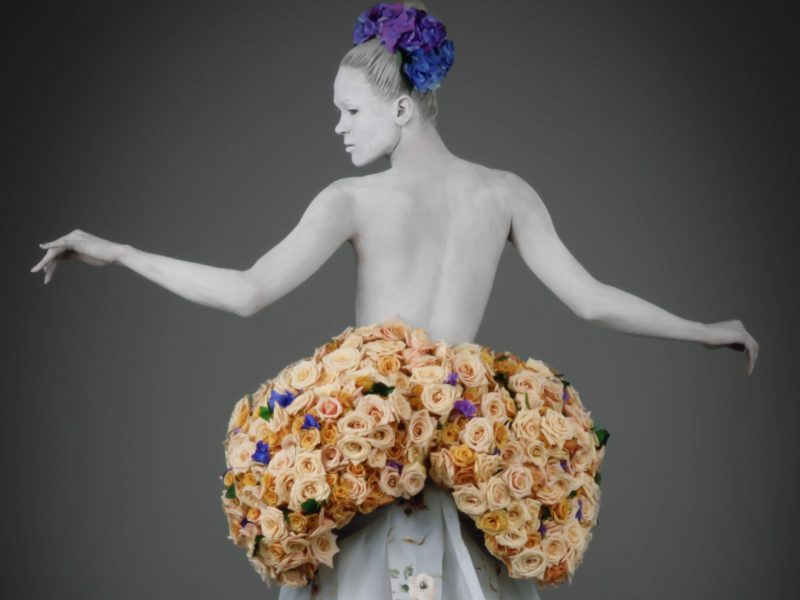 clay bride with flowers on hips